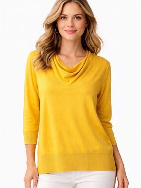 TALBOTS 100% Merino Wool Marigold Lightweight Cowl Neck Long Sleeve Sweater NWT